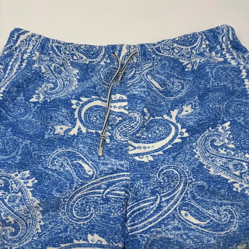 Peter Millar XL Blue‎ Germ Pattern Stretch Waist Swim Trunks